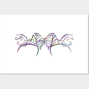 Tribal Rainbow Butterfly Posters and Art